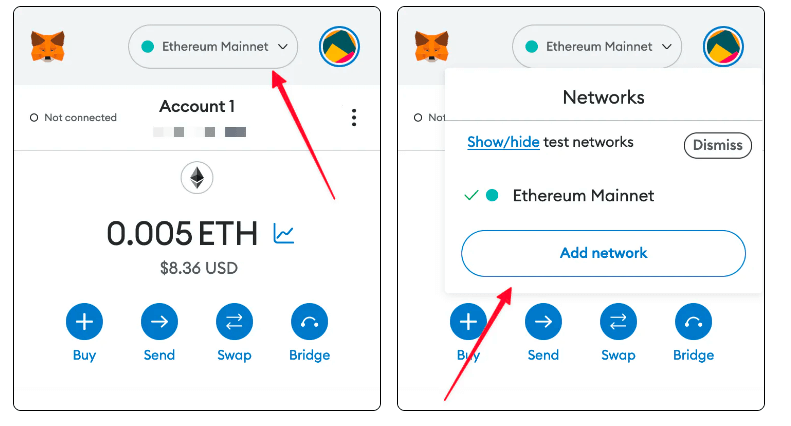 Metamask Wallet 添加网络